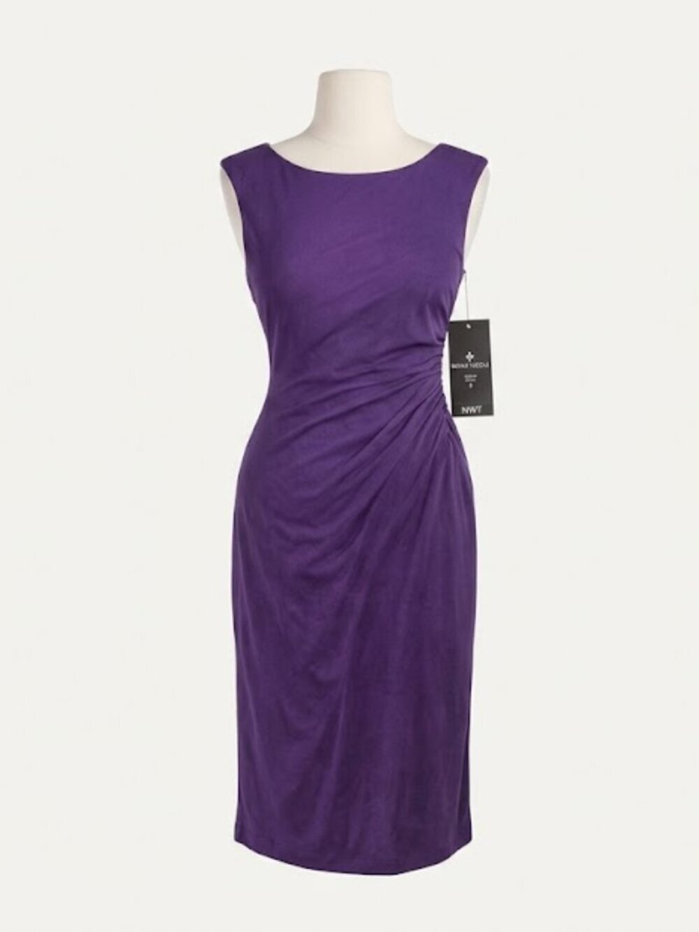 Ronni Nicole Vibrant Purple One Shoulder Ruched Midi Dress 6 NWT